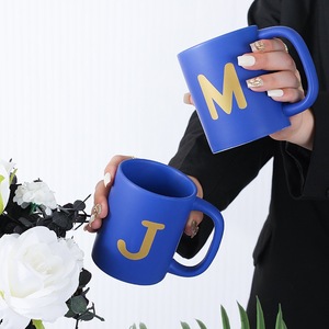 Personalized A-Z Minimalist Blue Ceramic <b>Mug</b> 400ml Custom Alphabet Smooth Underglaze Durable Microwave-safe BPA-free - Product Image 2