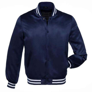 Veste universitaire en satin pour homme, couleur unie, col rabattu, coupe classique, style décontracté automne, design manches noir et gris - Product Image 3