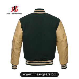 Veste universitaire pour homme, manches en cuir PU, couleur unie, col rabattu, vêtements décontractés pour l'automne - Product Image 2
