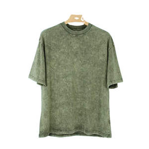 T-shirt tendance délavé à l'acide, coupe ample, 100% coton, respirant, pour homme - Product Image 1