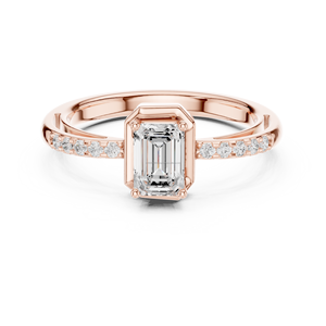 Bijoux contrastés Bague de fiançailles solitaire ovale en or 14 carats pour femme - Product Image 6