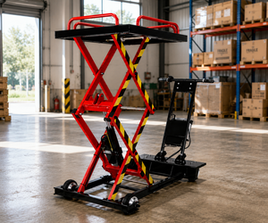 Plataforma Elevadora de Tijera Hidráulica de 3 Toneladas, Altura de Elevación de 25-72.8 Pulgadas, Roja y Negra, Equipo Industrial para Almacenes - Product Image 1
