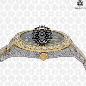 Charm Jewells Luxury Women's Stainless Steel <b>Watch</b> Round Dial Sapphire Crystal Diamond Bezel Analog Quartz Movement 38mm - Product Image 2