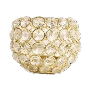 เชิงเทียนโลหะทำด้วยมือทรงกลมสำหรับห้องนอนและลูกปัดคริสตัลอะคริลิคสำหรับตกแต่งงานแต่งงานและงานปาร์ตี้ - Product Image 1