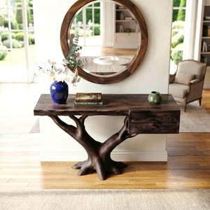 Vintage <b>Console</b> <b>Table</b> With Drawer Farmhouse Tabletop Solid Wood Handmade Furniture Living Room <b>Table</b> Housewarming Gift - Product Image 1