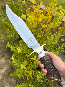 Cuchillo de caza J2 de acero hecho a mano, nuevo, con mango de asta de ciervo, cuchillo Bowie de supervivencia coleccionable, los mejores cuchillos de hoja fija afilados. - Product Image 6