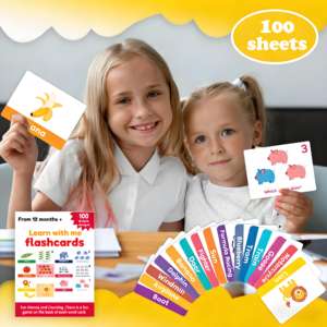 Tarjetas de aprendizaje temprano en inglés, tarjetas cognitivas gruesas, impermeables y reutilizables para que los niños aprendan palabras visuales. - Product Image 3
