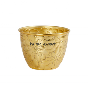 Maceta de metal de decoración de oficina de lujo moderna de estilo de textura chapada en oro nuestra nueva colección de maceta de flores decorativas para suelo - Product Image 3