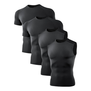 Men's <b>Compression</b> <b>Shirts</b> Short Sleeve White <b>Black</b> Spandex Polyester Breathable UPF50+ Eco-Friendly Quick Dry Seamless Fitting - Product Image 3