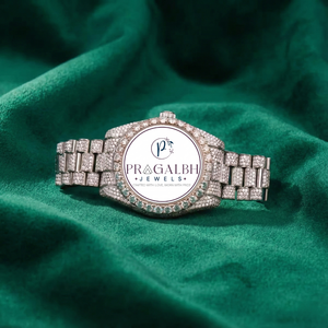 นาฬิกาข้อมือ Pragalbh Jewels ประดับเพชร หน้าปัดแบบอารบิก หรูหรา สายสแตนเลส สตีล ควอตซ์ สำหรับผู้ชายและผู้หญิง - Product Image 6
