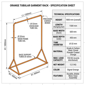 <b>Industrial</b> luxury metal garment <b>rack</b> foldable portable heavy duty <b>clothing</b> <b>rack</b> freestanding retail display Vietnam - Product Image 4