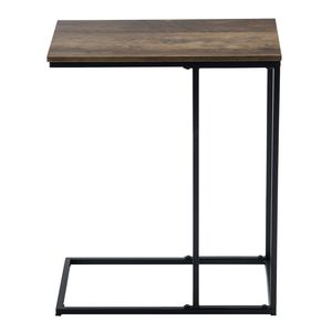 Tavolino Laterale Rettangolare in MDF e Ferro Tipo C 48*28*58cm, Singolo Strato, Marrone con Finitura Triamina, Nero Spray, Arredamento per Soggiorno - Product Image 6