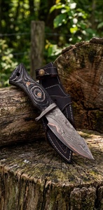 Cuchillo Skinner de Acero de Damasco con Mango de Madera, Hoja de Punta Caída de 0.6mm de Grosor, Herramienta para Exteriores - Product Image 3