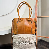 Produsen kustom grosir 2025 tangan Tooled kulit tersembunyi membawa pinggiran tas Tote untuk wanita kapasitas besar tas bahu