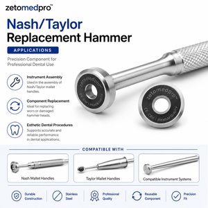 Eje de Repuesto Nash Taylor de Acero Inoxidable, Instrumento Dental Estético con Acabado Satinado, Zetomed Pro - Product Image 6