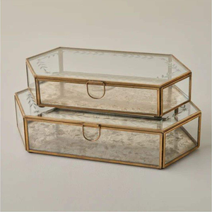 Custom Glass <b>Keepsake</b> <b>Box</b> Wholesale Octagonal Mirrored Jewelry Chest Elegant Tabletop Vanity Decor Party Favor Glass Jewelry <b>Box</b> - Product Image 3