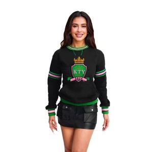 Pull en molleton respirant pour femme, personnalisé en polyester/coton, style universitaire grec, avec broderie au col, haute qualité, vente en gros - Product Image 1