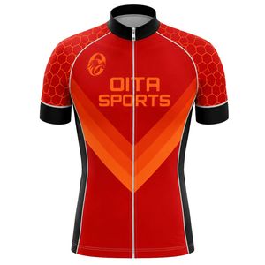 Ensemble de cyclisme rouge-orange pour hommes, maillot et short, uniforme de cyclisme professionnel, respirant, léger, vêtements de vélo pour l'entraînement en plein air - Product Image 3