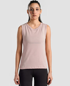 Camisetas sin mangas cortas 100% algodón para mujer, tejido transpirable, ecológico, con logo frontal, para gimnasio y deportes, venta al por mayor 2026, MOQ bajo - Product Image 1