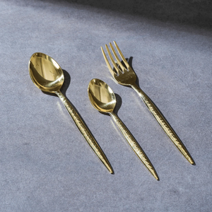 <b>Golden</b> <b>Cutlery</b> <b>Set</b> With Spoon Fork Knife Minimalist Design For Dining Metal Tableware - Product Image 4