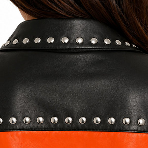 Women Genuine Leather Studded <b>Jacket</b> Ladies PU Leather Studded <b>Jacket</b> Zip Up Female Leather Studded <b>Jacket</b> With Pockets - Product Image 4