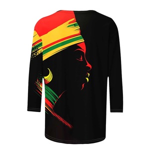 Camisetas Casuales de Manga 3/4 para Mujer, Estampadas por Sublimación, de Spandex/Poliéster, con Logotipo de Patrimonio Cultural, Cuello Jersey, Talla Grande, para Otoño - Product Image 2