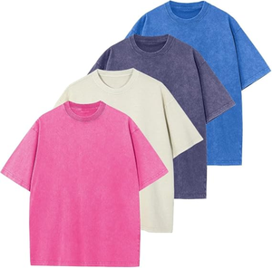 T-shirt Homme Oversize Uni à Manches Courtes 100% Coton Col Rond Coupe Décontractée Longueur Standard Style Tricoté Teint Uni - Product Image 1