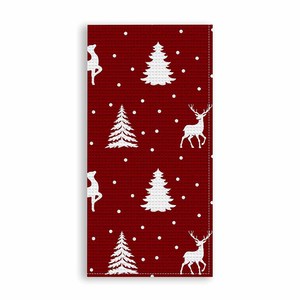 Serviette de cuisine de couleur rouge avec un magnifique motif imprimé pour Noël, avec taille et logo personnalisés à un prix abordable. - Product Image 2