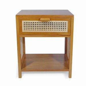 Modern Minimalist Storage Premium Solid Teak Wood Wholesale Liem Square <b>Bedside</b> Drawer <b>Shelves</b> Nightstand Cabinet Home Furniture - Product Image 2
