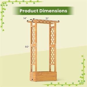 Fioriera rialzata in legno da 60 pollici, capacità di carico 44 libbre, con 2 tralicci laterali per patio, giardino, recinzioni e cancelli a traliccio - Product Image 5