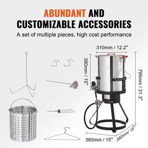 Friggitrice a vapore per tacchino in alluminio da 30 litri con bruciatore a propano da 54.000 BTU per cottura di frutti di mare all'aperto - Nuovo Modello - Product Image 2