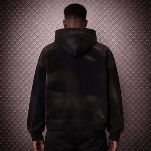 Sudaderas con capucha con cremallera efecto desgastado por el sol, 370 gramos, 100% algodón, sudadera sólida personalizada unisex de ajuste regular, tejido gofrado transpirable con efecto desgastado - Product Image 4