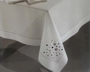 Wholesale Customized White Cotton Modern Embroidered Dots Durable Full Sizes Washable <b>Tablecloth</b> Home Hotel Events - Product Image 2