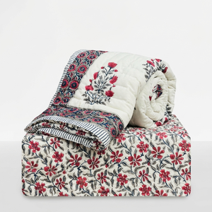 Handcrafted Cotton <b>Block</b> <b>Printed</b> Bed Quilts Washable All-Season Vintage Design OEM Custom Wholesale Manufacturer Global Export - Product Image 1