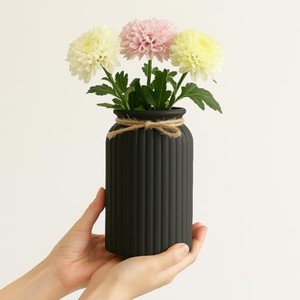 Jarrón cilíndrico de compuesto de bambú con ribete de yute |   Maceta Artesanal al por Mayor - Product Image 2