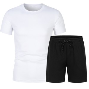 Eco-Friendly 100% Cotton V-neck Customizable <b>Mesh</b> Short-sleeved Shorts <b>Set</b> Summer Men's <b>Two</b>-<b>piece</b> Breathable Basketball T-shirt - Product Image 4