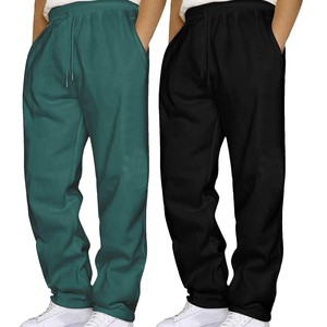 Pantalon décontracté pour homme, coupe décontractée, couleur unie, taille élastique avec cordon de serrage, poches, en coton tissé respirant, poids moyen, style été - Product Image 1