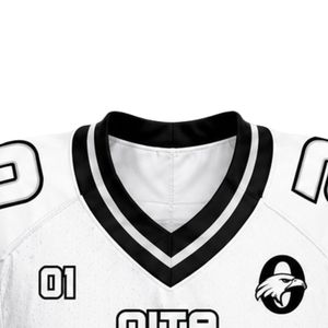 Maillot de football américain blanc et noir, personnalisé, haut de gamme, léger, respirant, vêtements de sport athlétiques - Product Image 3
