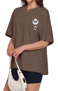 Meilleur prix, service OEM, t-shirt décontracté surdimensionné pour femme, 100% coton, manches courtes, col rond, épaules tombantes, imprimé, Bangladesh - Product Image 6