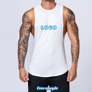 Débardeurs d'été blancs à col rond GAF pour hommes, en coton respirant, séchage rapide, décontractés, personnalisables avec logo. - Product Image 6