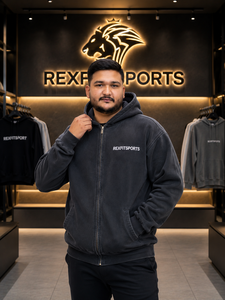 เสื้อฮู้ดซิปอัพสีดำ REXFITSPORTS 2026 รุ่นสั่งทำพิเศษ ผ้าฝ้ายผสมโพลีเอสเตอร์ ขนฟลีซ สตรีทแวร์ ซิปเต็มตัว แบรนด์ส่วนตัว - Product Image 6