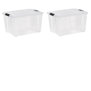 (Pack de 2) 60 Qt. Boîtes de rangement en plastique transparent avec couvercles - Contenants empilables pour la maison, le garage et les articles saisonniers - Durables et sécurisés - Product Image 5