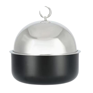 Cacerola Metálica Árabe Real con Asa Dorada, Bañada en Plata, Hecha a Mano, para Mantener la Comida Caliente en el Hogar y en Mesa de Bodas - Product Image 4