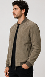 Chaqueta Bomber de Cuero Genuino para Hombre, Corte Ajustado, con Cierre, Estilo Casual, Invierno, Ecológica, Resistente al Viento, Estilo Vintage, Venta al Por Mayor - Product Image 2