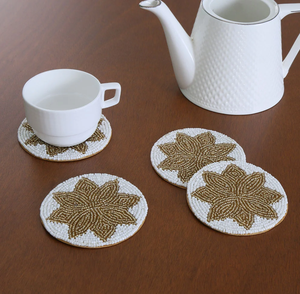 Sous-verre perlé de luxe Papillon Bleu Rose Bohème, Napperon de table décoratif, Tapis et dessous-de-plat perlés - Product Image 3