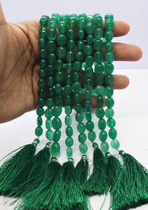 Perles ovales lisses en onyx vert naturel AAA 7x10 MM, perles de pierres précieuses en onyx vert, 10 pouces, perles ovales en onyx vert naturel - Product Image 5