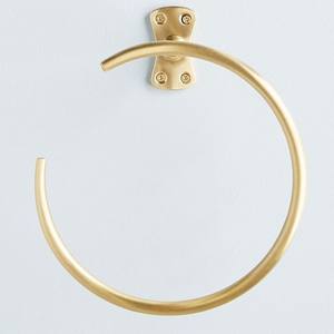 Porte-serviette mural rond en laiton doré de luxe moderne pour une salle de bain élégante - Product Image 5