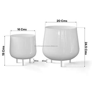 Support de jardinière en émail blanc Ensemble de 2 excellentes pièces Pots de fleurs en tôle de fer Présentoir de salon Jardinières en métal au prix de gros - Product Image 3