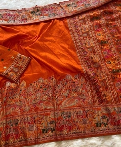 KV Woven Bollywood Viscose Rayon Saree (Orange)-Party Wear Wrinkle-Free & Reversible - Product Image 3