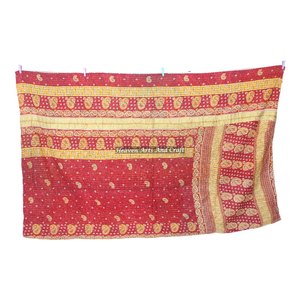 Jaipur Block Print Fabric Patchwork Quilt <b>Indian</b> Kantha <b>Throw</b> Blanket Vintage Art Cotton Bedspread <b>Indian</b> Reversible Hand Stitch - Product Image 4